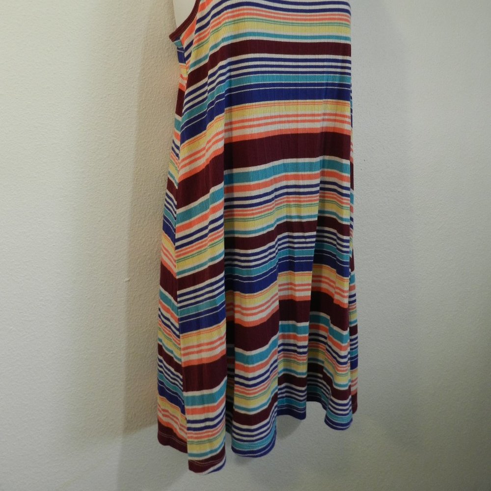 Serape stripe pattern rib knit adjustable strap racer back casual sundress - Picture 5 of 7
